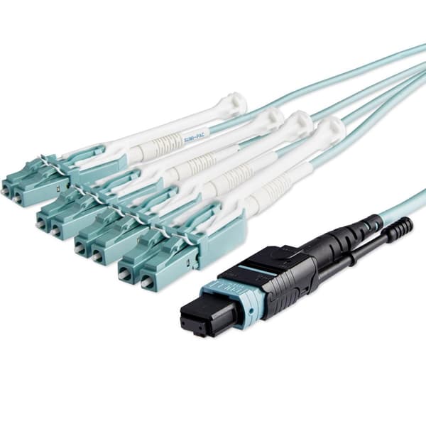 StarTech.com MTP til LC Breakout Kabel - 30 fod / 10m - OM3 Multimode - 40 Gb - Træk Tab - Plenum - MPO / MTP stik - Fiberoptisk kabel (MPO8LCPL10M) -