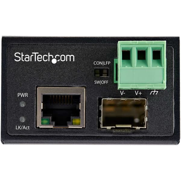 StarTech.comin teollisuuskuitu-Ethernet-mediamuunnin - 100 Mbps SFP:stä RJ45/Cat6:een - Yksimuotoinen/monimuotoinen optinen kuitu kupariverkkoon - 12-