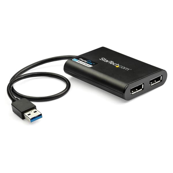 Adapter USB til Dual DisplayPort 4K 60Hz Sort