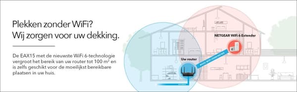 Netgear EAX15 - Mesh WiFi Extender - Dual-Band - 1800 Mbps - WiFi 6