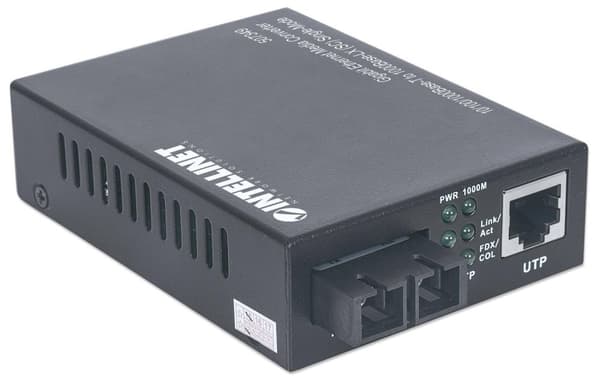 Intellinet - Mediekonverter - Ethernet, Fast Ethernet, Gigabit Ethernet - 10Base-T, 1000Base-LX, 100Base-TX, 1000Base-T - RJ-45 / SC single mode - op