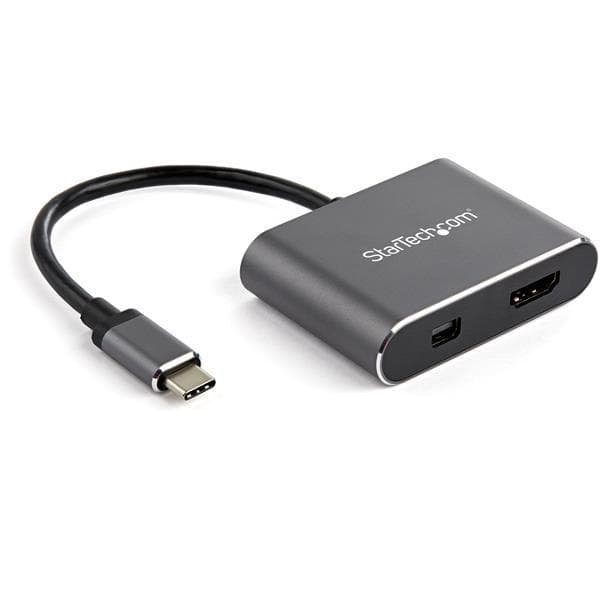 StarTech.com USB C Multiport Video Adapter - 4K 60Hz USB-C til HDMI 2.0 eller Mini DisplayPort 1.2 Monitor Display Adapter - HBR2 HDR - Video Interfac Sort, Grå