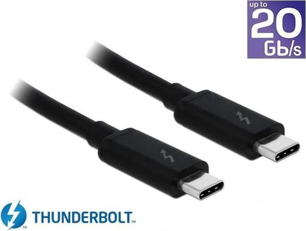 DeLOCK Thunderbolt 3 kabel med Cypress E-Marker chipset - 20 Gbps / sort - 1 meter