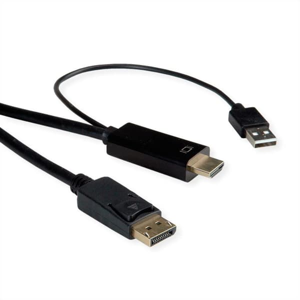 ROLINE HDMI kabel UltraHDTV - DisplayPort, ST/ST, sort, 2 m (11.04.5992)