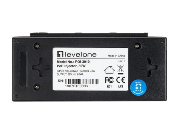 LevelOne POI-3010 - Power Injector + PoE Splitter - AC 100-240V - 30 Watt - Udgangsforbindelser: 1