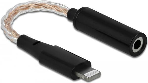 DeLOCK - Lightning til hovedtelefonstikadapter - Lightning / Audio - Lightning (M) til stereo minijackstik (W) - 10,5 cm - til Apple iPhone 11, 11 Pro