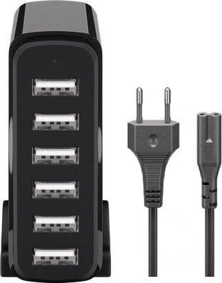 CoreParts MBXUSBA-AC0004 Oplader til mobilenheder Sort indendørs (MULTI-PORT USB OPLADER) Hvid