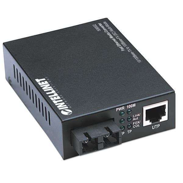 Intellinet 506502 Fast Ethernet Media Converter - Mediekonverter - 10Base-T, 100Base-FX, 100Base-TX - RJ-45 - SC multi-mode - ekstern - 1310 nm (50650