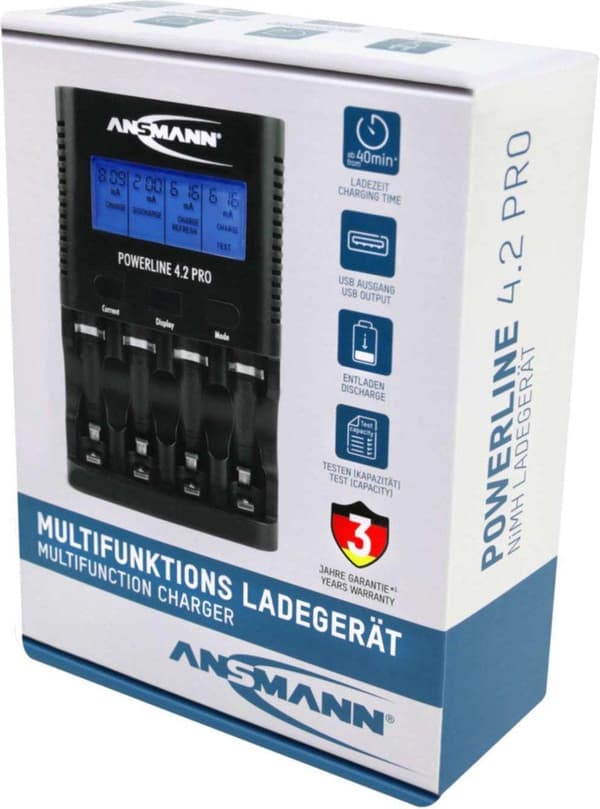 Ansmann Powerline 4.2 Pro -akkulaturi NiCd, NiMH AAA (lyijykynä), AA (penlite)