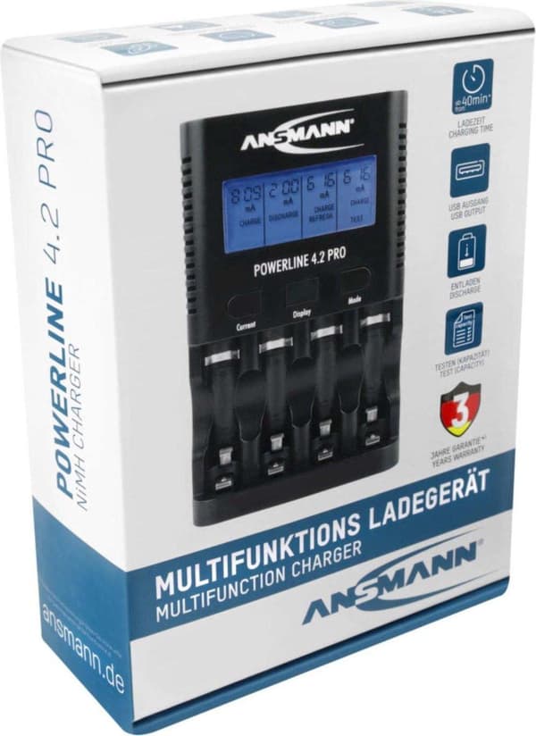 Ansmann Powerline 4.2 Pro -akkulaturi NiCd, NiMH AAA (lyijykynä), AA (penlite)