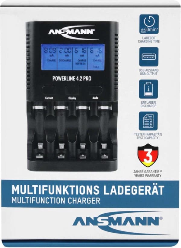 Ansmann Powerline 4.2 Pro -akkulaturi NiCd, NiMH AAA (lyijykynä), AA (penlite)