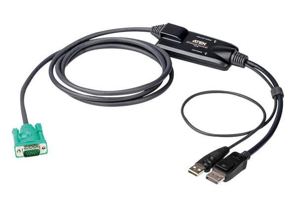 ATEN CV190 - Tastatur / video / mus (KVM) kabel - 15-bens SPHD (M) til USB, DisplayPort (M) - 1,8 m - fingerskruer