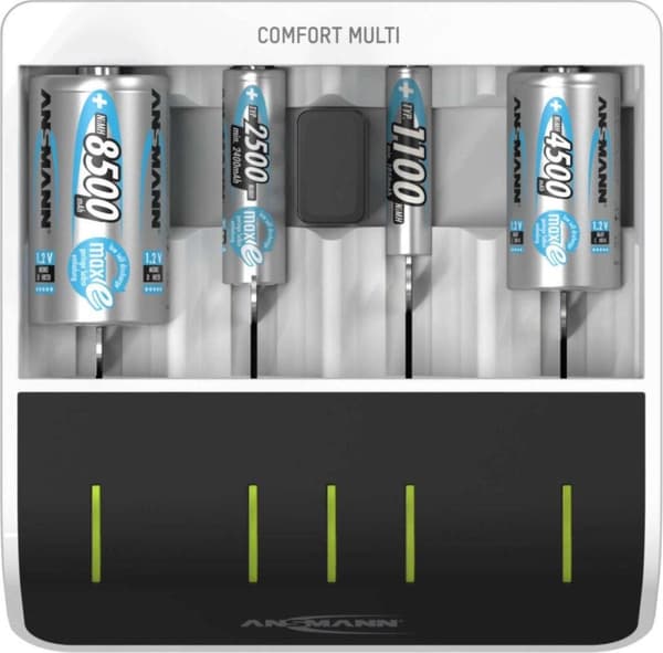Ansmann Comfort Multi Battery Charger NiMH AAA (lyijykynä), AA (penlite), C (vauva), D (mono), 9 V (lohko)