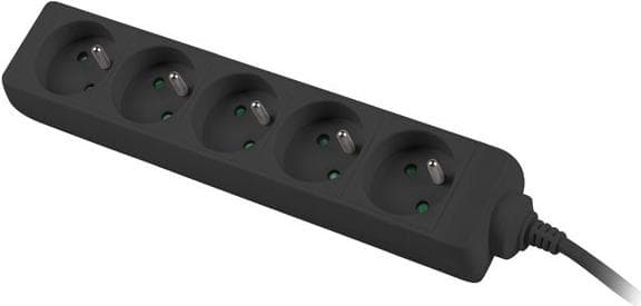 Lanberg PS0-05E-0300-BK forlængerkabel 3 m 5 AC-udtag indendørs sort (PS0-05E-0300-BK)
