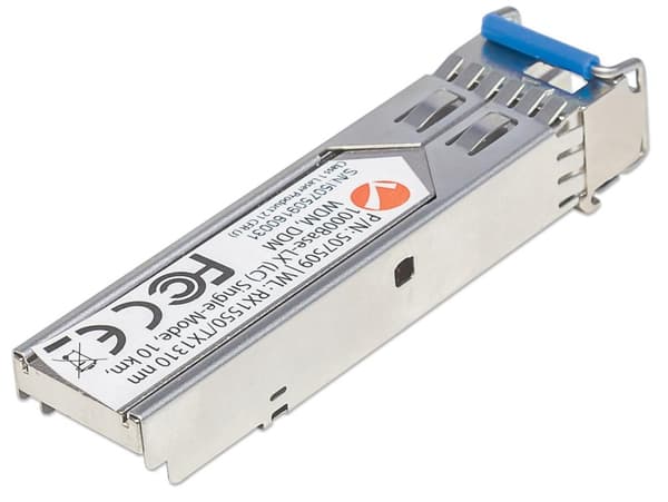 Intellinet - SFP (mini-GBIC) lähetin-vastaanotinmoduuli - Gigabit Ethernet - 1000Base-LX - LC yksimuoto - jopa 10 km - 1550 (RX) / 1310 (TX) nm (50750
