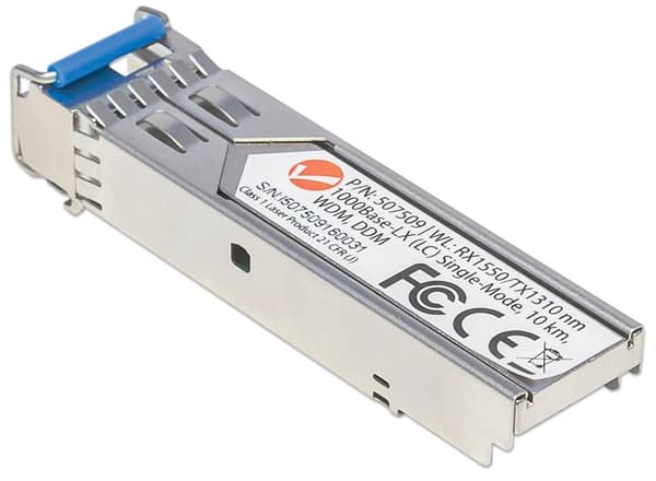 Intellinet - SFP (mini-GBIC) lähetin-vastaanotinmoduuli - Gigabit Ethernet - 1000Base-LX - LC yksimuoto - jopa 10 km - 1550 (RX) / 1310 (TX) nm (50750