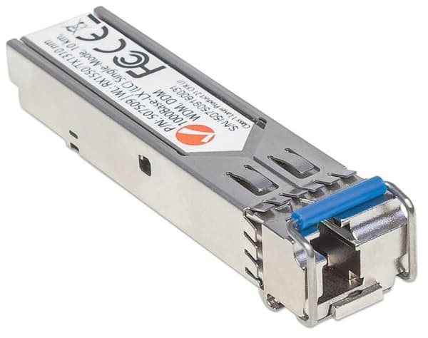 Intellinet - SFP (mini-GBIC) lähetin-vastaanotinmoduuli - Gigabit Ethernet - 1000Base-LX - LC yksimuoto - jopa 10 km - 1550 (RX) / 1310 (TX) nm (50750