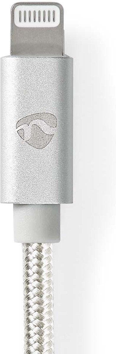 Nedis USB-kabel | USB 2.0 | Apple Lightning 8 Pin | USB-A han | 480 Mbps | forgyldt | 2,00 m | runde | Strikket / Nylon | Aluminium | Dæk vindueskasse