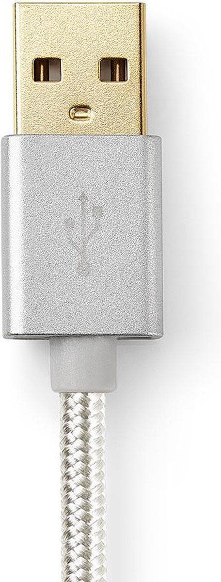 Nedis USB-kabel | USB 2.0 | Apple Lightning 8 Pin | USB-A han | 480 Mbps | forgyldt | 2,00 m | runde | Strikket / Nylon | Aluminium | Dæk vindueskasse