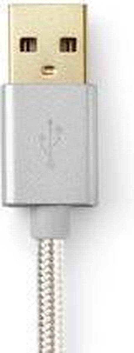 Nedis USB-kabel | USB 2.0 | Apple Lightning 8 Pin | USB-A han | 480 Mbps | forgyldt | 2,00 m | runde | Strikket / Nylon | Aluminium | Dæk vindueskasse