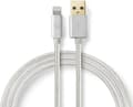 Miniatyrbillede 1 af 8: Nedis USB-kabel | USB 2.0 | Apple Lightning 8 Pin | USB-A han | 480 Mbps | forgyldt | 2,00 m | runde | Strikket / Nylon | Aluminium | Dæk vindueskasse