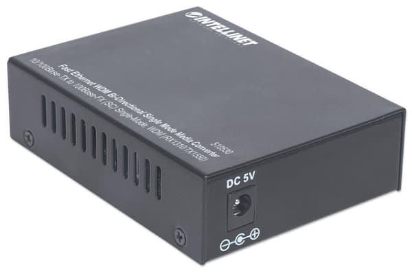 Intellinet - Mediekonverter - Ethernet, Fast Ethernet - 10Base-T, 100Base-FX, 100Base-TX - RJ-45 / SC single mode - op til 20 km - 1310 (RX) / 1550 (T