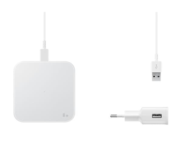 Samsung Wireless Charger Pad - Trådløs oplader - med rejseadapter - 9W - Hvid