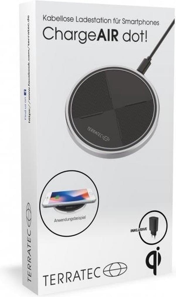 Terratec ChargeAIR prick! Trådlös laddare Qi 10W - Svart / Silver