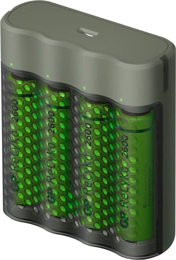 GP ReCyko AA/AAA Speed Oplader (USB) - Batterioplader - inkl. 4x AA batterier 2600mAh