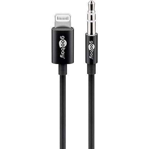 goobay 66805 Apple Lightning lydtilslutningskabel (3,5 mm) 1 m sort, 1 m - til tilslutning af en iPhone/iPad til en lydenhed via en 3,5 mm jackforbind