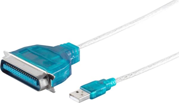 S/CONN maximal anslutning parallell skrivarkabel USB-Centronics, ca 1,2m (75607)