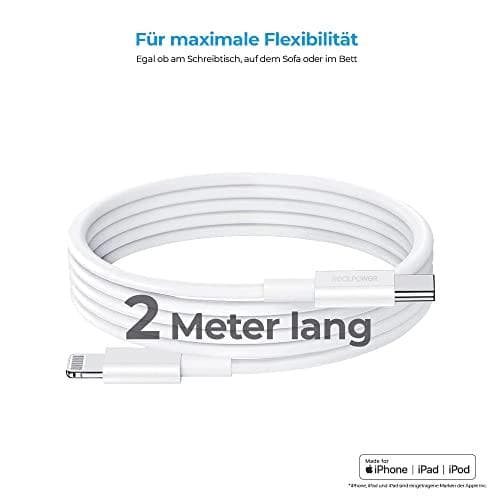 Opladnings-/datakabel Type-C til lyn 2m hvid MFI (385242)