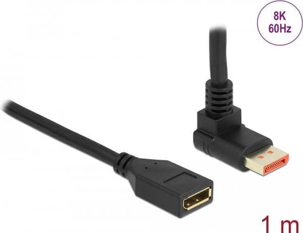 Delock - DisplayPort-jatkokaapeli - DisplayPort (M) kulmassa DisplayPortiin (W) - DisplayPort 1.4 - 1.0m - tukee 8K 60 Hz (7680 x 4320) - musta (87080