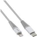 InLine 31450A USB-C Lightning-kabel, til iPad, iPhone, iPod, sølv/aluminium, 1m