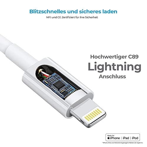 Opladnings-/datakabel lyn 2m hvid MFI-certificeret (385240)