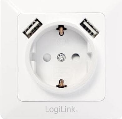 LogiLink PA0162-stik 2 x USB + CEE 7/3 hvid (PA0162)