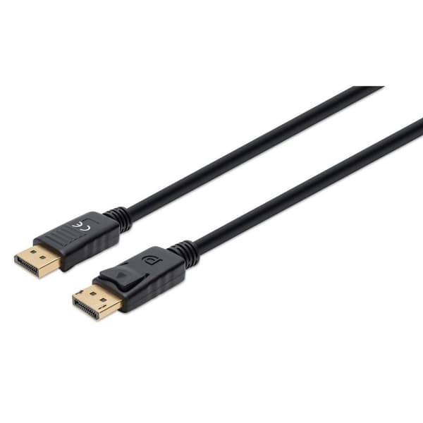 MANHATTAN 8K@60Hz DisplayPort 1.4 Kabel DisplayPort han til DisplayPort han 3m Understøtter 4K@120Hz HDR Guldbelagte kontakter Lås og PVC jakke Sort (