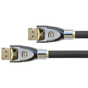 Liitäntäkaapeli DisplayPort 1.2, 4K2K / UHD, pistoke sis. lukitussuoja, kullattu, OFC, musta nylonpunos, 1m, PYTHON®-sarja (GC-M0070)