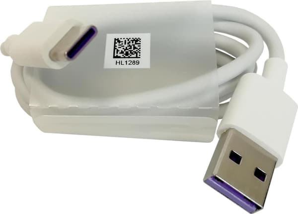 Huawei Datakabel AP81 / HW-HL1289 Hurtig USB Type C, 5A Single End, 1m, hvid, Bulk (AP81)