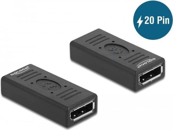 DeLOCK - DisplayPort-sovitin - DisplayPort (W) DisplayPortiin (W) - DisplayPort 1.2 - 4K60Hz (3840 x 2160) tuki - Musta (66643)
