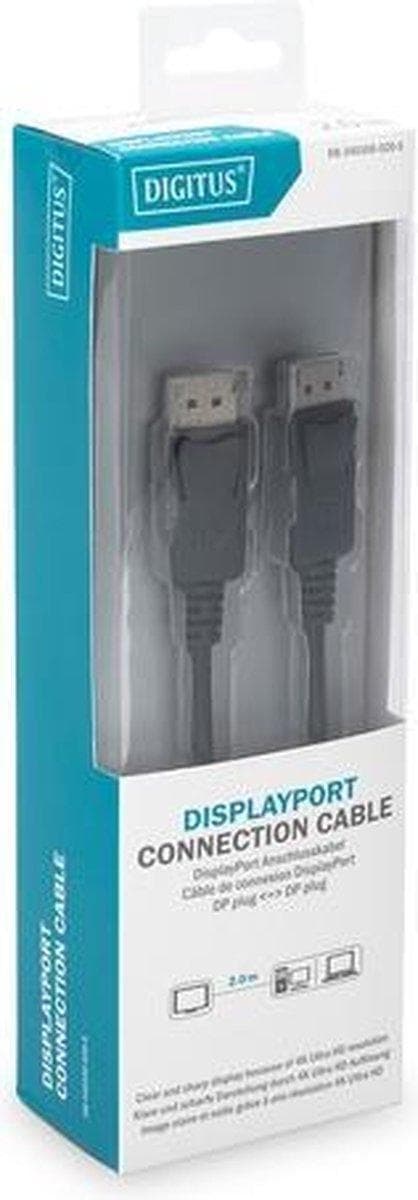 Digitus DisplayPort Liitäntäkaapeli 3,00 m DB-340100-030-S Kullatut pistokekontaktit, Suojakalvo, Suojaus punottu, Suojattu, Pyöreä, Suojaus