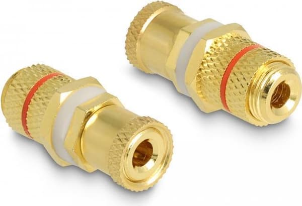 Delock - Lydadapter - bindestolpe til bindestolpe - guld, rød ring (64145)