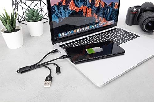 DIGITUS USB ladekabel USB A - Lightning+Micro B+Type-C M/M/M/M 0,15m, 3 i 1 kabel, CE, guld, bl.