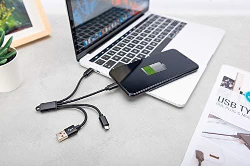 DIGITUS USB ladekabel USB A - Lightning+Micro B+Type-C M/M/M/M 0,15m, 3 i 1 kabel, CE, guld, bl.