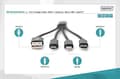 Miniatyrbillede 5 af 6: DIGITUS USB ladekabel USB A - Lightning+Micro B+Type-C M/M/M/M 0,15m, 3 i 1 kabel, CE, guld, bl.