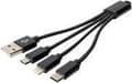 Miniatyrbillede 1 af 6: DIGITUS USB ladekabel USB A - Lightning+Micro B+Type-C M/M/M/M 0,15m, 3 i 1 kabel, CE, guld, bl.