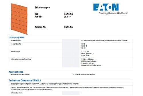 Eaton 207517 etikettark