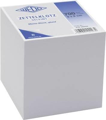 WEDO anteckningsblock, 90 x 90 mm, vit, 700 ark, limmat träfritt (270 26520)