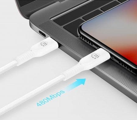 MANHATTAN USB-C til Lightning Sync/Opladningskabel USB-C han til Apple® MFi-certificeret 8-benet Lightning-stik, 0,5 m, til iPhone® / iPad® / iPod®, 4