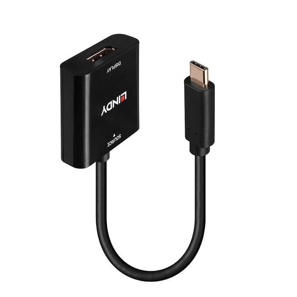 Lindy USB Type-C til DisplayPort 4K144-konverter Til tilslutning af en DisplayPort-skærm til en computers USB Type-C-port (43269) Sort